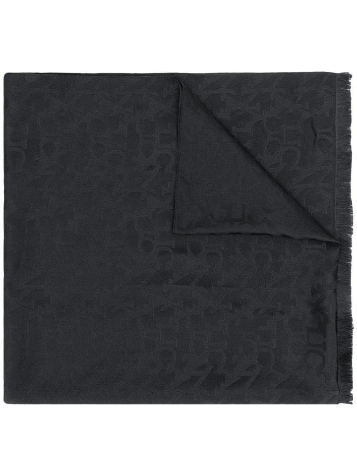 Canali Logo Print Scarf - Black
