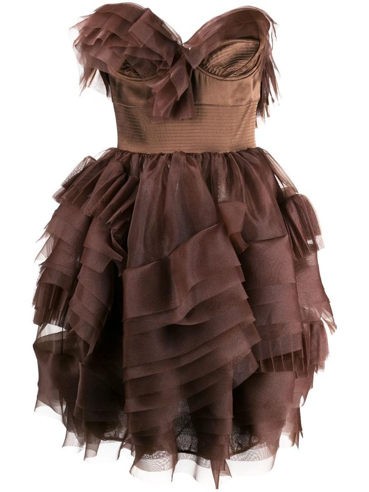 Ermanno Scervino Technical Organza Dress - Brown