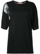 No21 Lace Insert T-shirt, Women's, Size: 42, Black, Cotton/polyamide/viscose