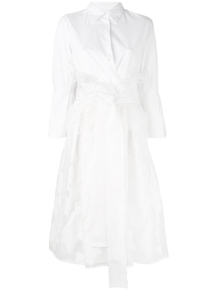 Sara Roka - Floral Lace Shirt Dress - Women - Cotton/polyamide/spandex/elastane - 46, White, Cotton/polyamide/spandex/elastane