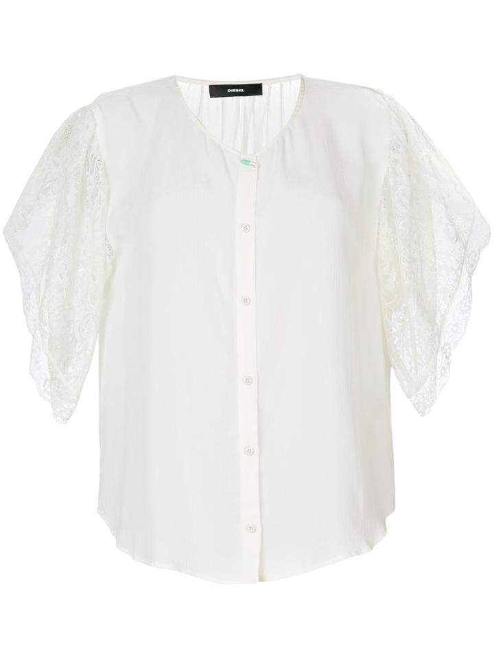 Diesel Lace Sleeves Shirt - Nude & Neutrals