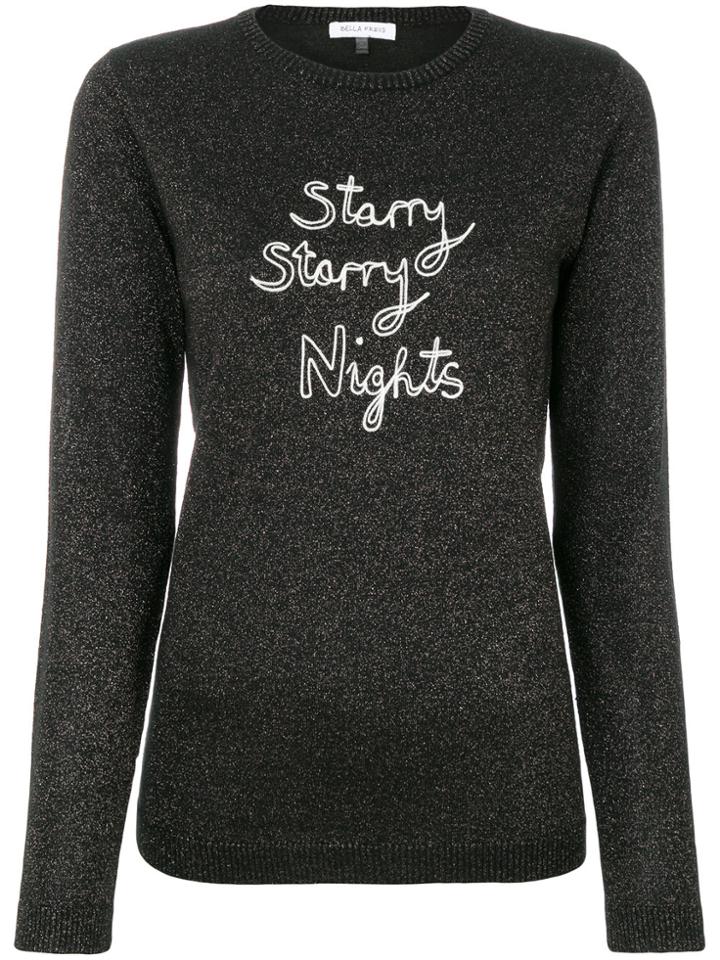 Bella Freud Sparkle Pullover With Embroidered Slogan - Black