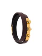 Saint Laurent 'le Trois Clous' Double Wrap Bracelet, Women's, Size: Medium, Red