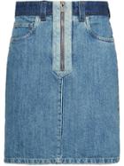 Miu Miu Denim Patch Skirt - Blue