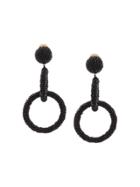 Oscar De La Renta Hoop Drop Earrings - Black