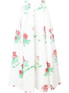 Rosie Assoulin Rose Print Full Skirt - White