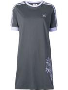 Adidas Floral Embroidered T-shirt Dress - Grey