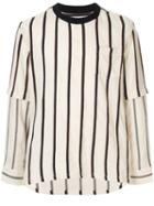 Sacai Long Sleeved Striped Sweatshirt - Neutrals