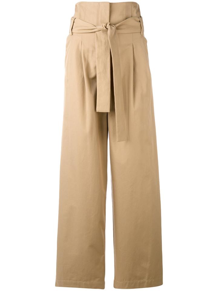 Erika Cavallini - High-waisted Trousers - Women - Cotton - 40, Nude/neutrals, Cotton
