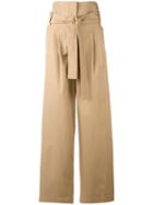 Erika Cavallini - High-waisted Trousers - Women - Cotton - 40, Nude/neutrals, Cotton