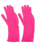 Laneus Ruched Detail Gloves - Pink & Purple
