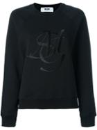Msgm Embroidered Logo Sweatshirt, Women's, Size: Xs, Black, Cotton