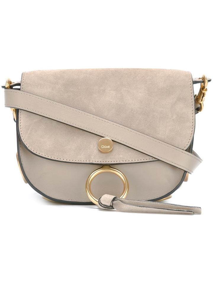 Chloé 'kurtis' Shoulder Bag, Women's, Grey, Calf Leather/calf Suede