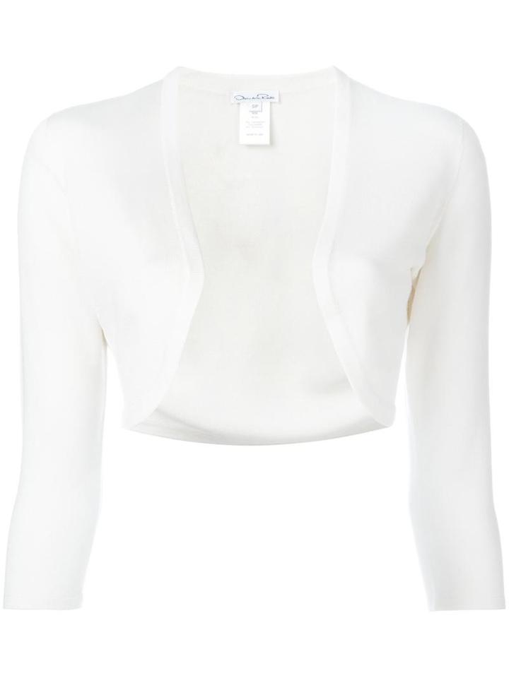 Oscar De La Renta Bolero Cardigan, Women's, Size: Large, White, Cashmere/silk