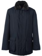 Loro Piana Zip Up Wind Breaker, Men's, Size: Medium, Blue, Goat Skin/polyester/beaver Fur