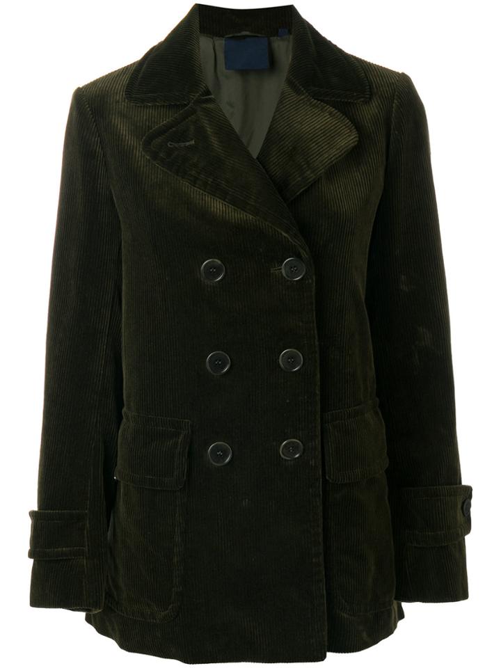 Aspesi Double Breasted Corduroy Coat - Green