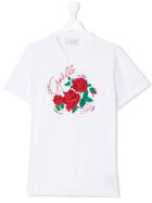 Gaelle Paris Kids Floral Embroidered T-shirt - White