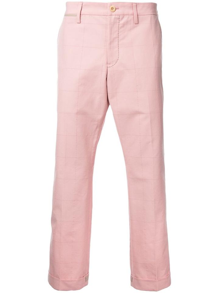 Sacai Square Pattern Trousers, Men's, Size: 3, Pink/purple, Cotton