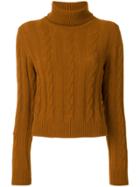 The Gigi Cable Knit Turtleneck Jumper - Brown