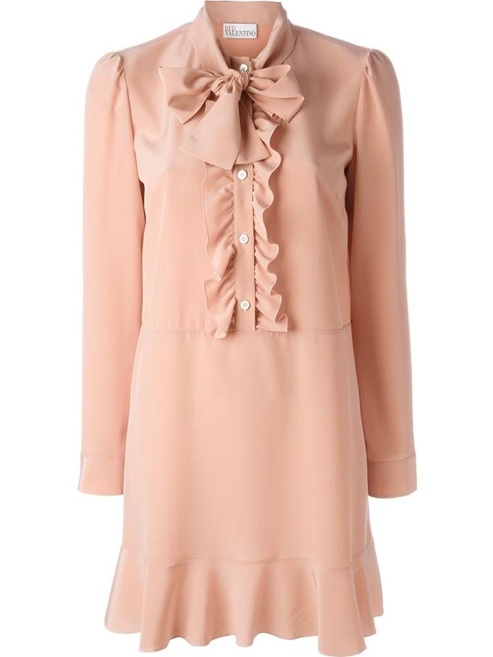Red Valentino Front Ruffle Bow Dress, Women's, Size: 42, Pink/purple, Silk