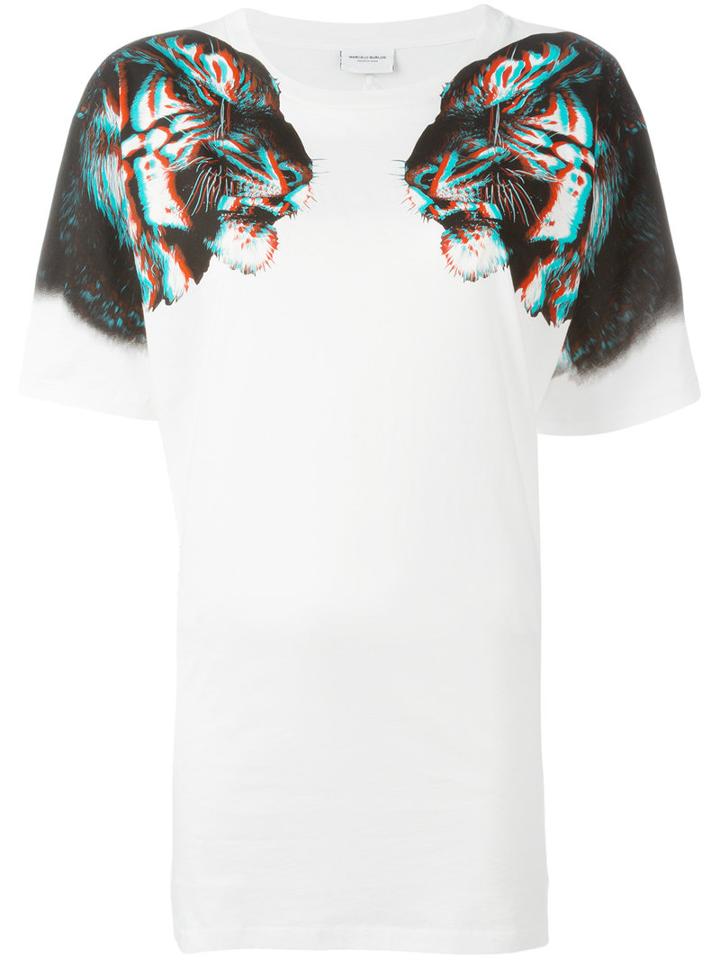 Marcelo Burlon County Of Milan - Tiger Print T-shirt - Women - Cotton/polyester - M, White, Cotton/polyester