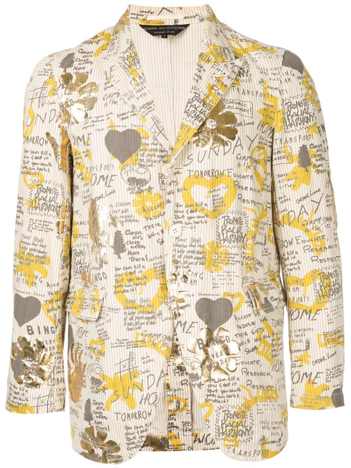 Comme Des Garçons Vintage Printed Pinstripe Blazer - Yellow & Orange