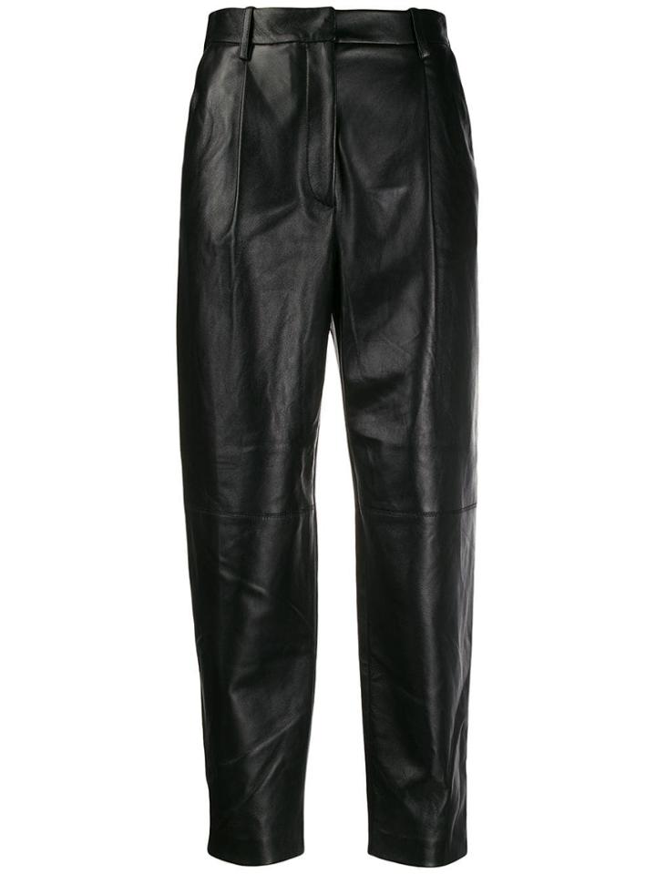 Antonelli Leather Tapered Trousers - Black