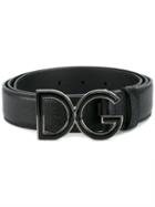 Dolce & Gabbana Logo Buckle Belt, Men's, Size: 85, Black, Leather