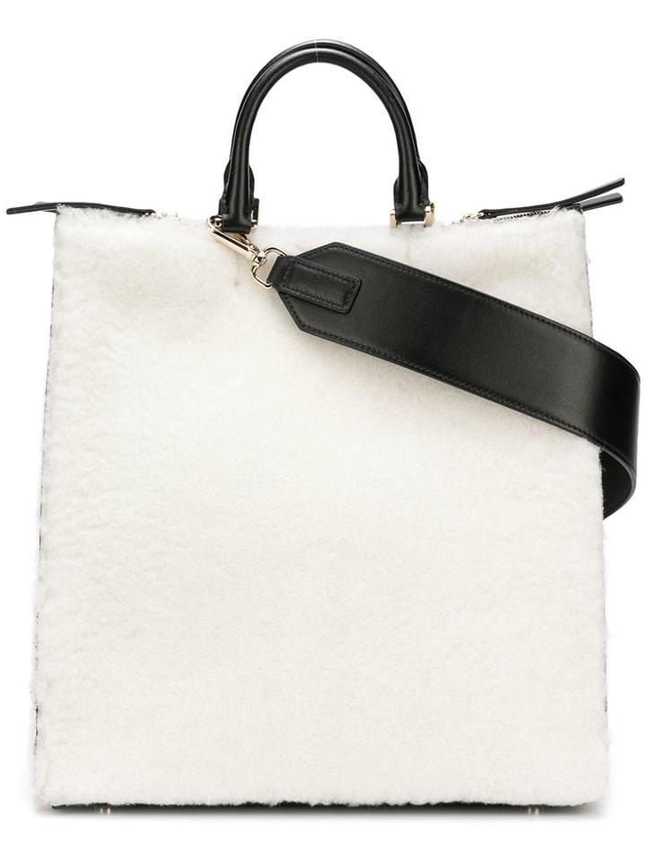Jil Sander Shearling Tote Bag - White