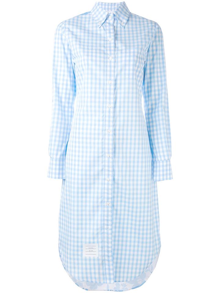 Thom Browne - Checked Shirt Dress - Women - Cotton - 40, Blue, Cotton