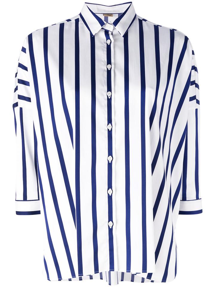 Fay - Lightweight Striped Shirt - Women - Cotton/polyamide/spandex/elastane - L, White, Cotton/polyamide/spandex/elastane