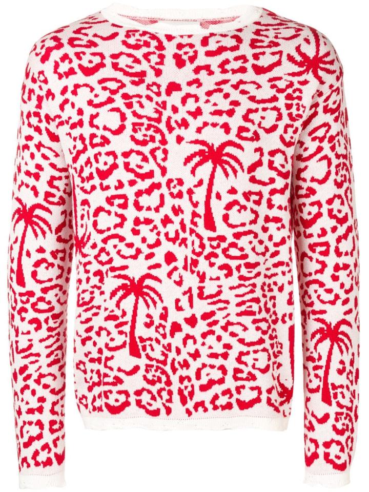 Laneus Leopard Print Embroidered Sweater