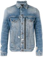 R13 Zipped Front Denim Jacket, Men's, Size: Large, Blue, Cotton/spandex/elastane