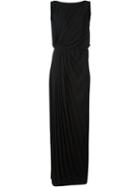 Maison Margiela Pleated Full Length Dress, Women's, Size: 44, Black, Polyester