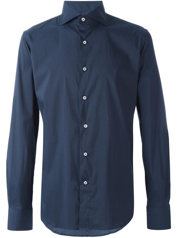 Gabriele Pasini Plain Shirt, Men's, Size: 40, Blue, Cotton/polyamide/spandex/elastane