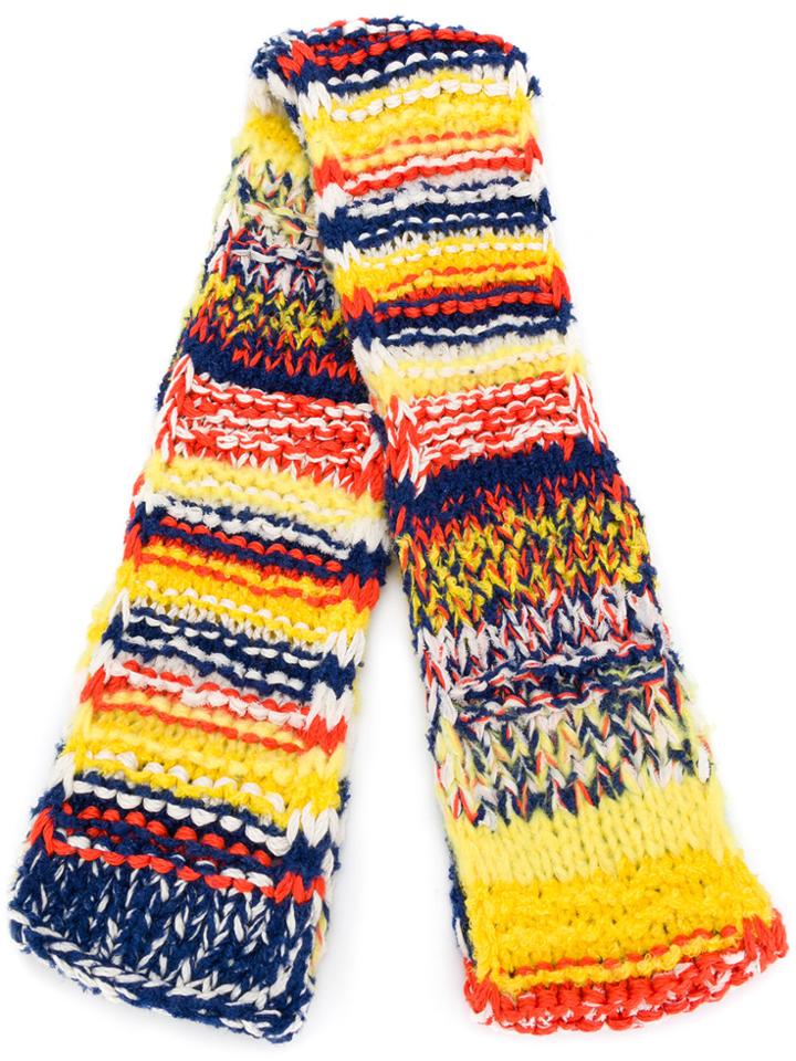 Pringle Of Scotland Hand Knitted Rainbow Scarf - Multicolour
