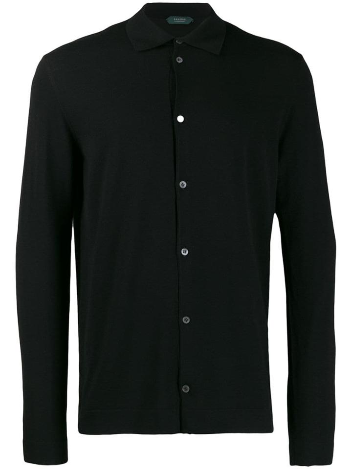 Zanone Polo Cardigan - Black