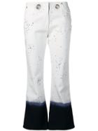 Miaou Paint Splatter Cropped Jeans - White