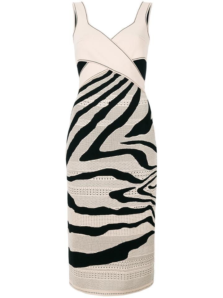 Roberto Cavalli Zebra Print Cut Out Dress - Pink & Purple
