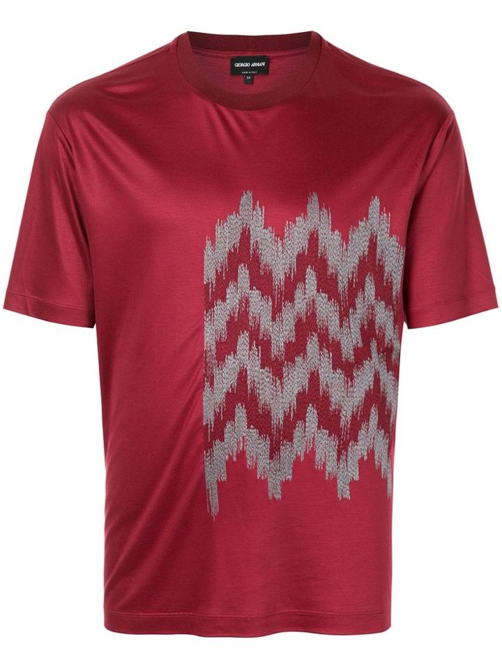 Giorgio Armani Jacquard Detail T-shirt - Red