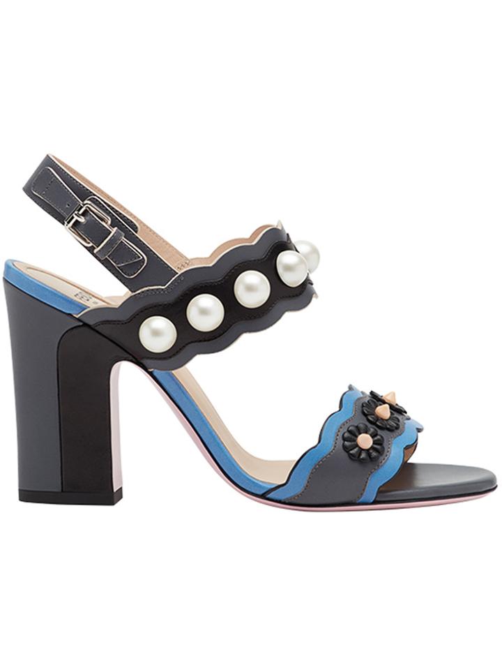 Fendi Faux-pearl Embellished Sandals - Black