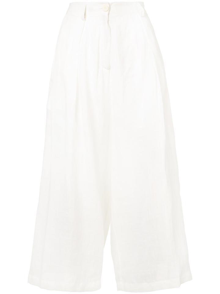 Isabel Benenato - Cropped Trousers - Women - Ramie/acetate/cupro - 40, White, Ramie/acetate/cupro