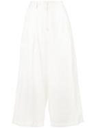 Isabel Benenato - Cropped Trousers - Women - Ramie/acetate/cupro - 40, White, Ramie/acetate/cupro