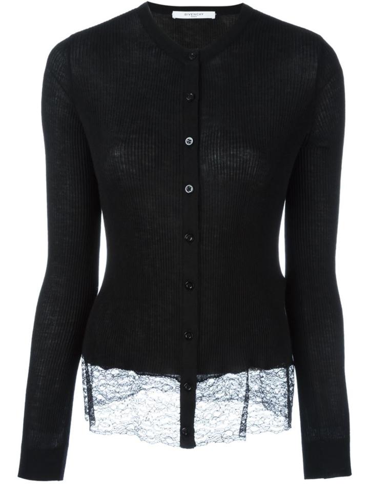 Givenchy Lace Hem Cardigan, Women's, Size: Small, Black, Silk/polyamide/viscose/cashmere