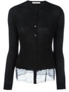 Givenchy Lace Hem Cardigan, Women's, Size: Small, Black, Silk/polyamide/viscose/cashmere