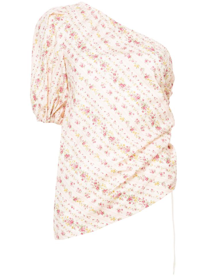 Petersyn Trellis One Shoulder Blouse - Nude & Neutrals