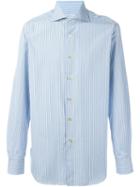 Kiton Striped Shirt, Men's, Size: 45, Blue, Cotton