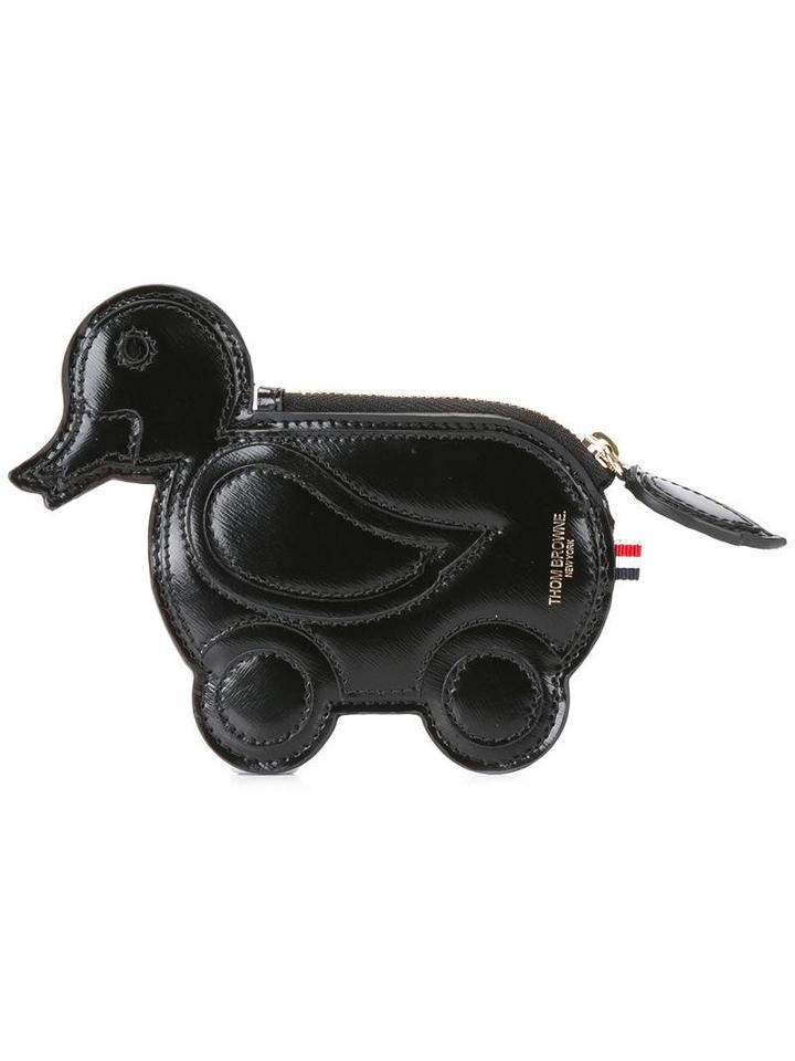 Thom Browne Duck Zipped Purse, Women's, Black, Calf Leather