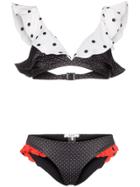 Ganni Prentis Polka Dot Ruffle Bikini - Grey