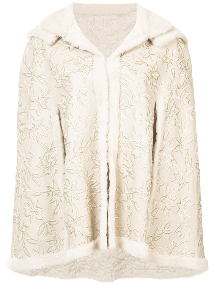 Oscar De La Renta Hooded Shearling Cape - Nude & Neutrals